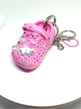 Pink Jeweled Clog Keychain